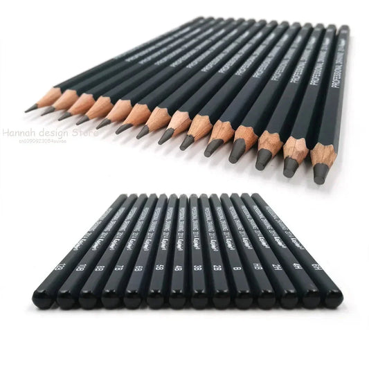 14Pcs/Set Drawing Sketch Pencils Set Wooden Professional Art Supplies HB 2B 6H 4H 2H 3B 4B 5B 6B 10B 12B 1B Painting Stationery