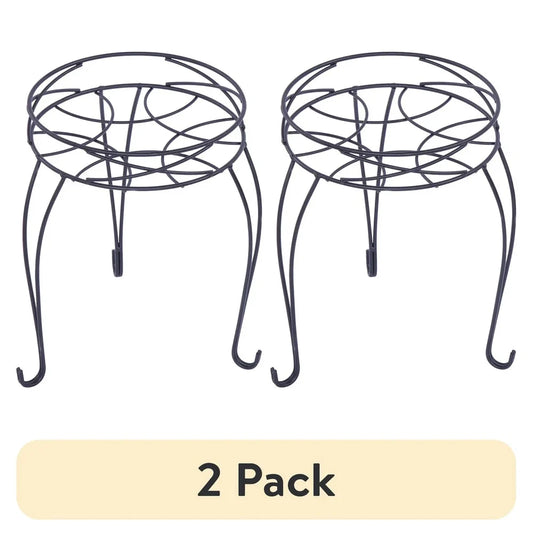 2 Pack Round Metal Plant Stand Indoor Outdoor Display Holder Collapsible Space Saving Iron Durable Rustproof Pots up to 9 Inch
