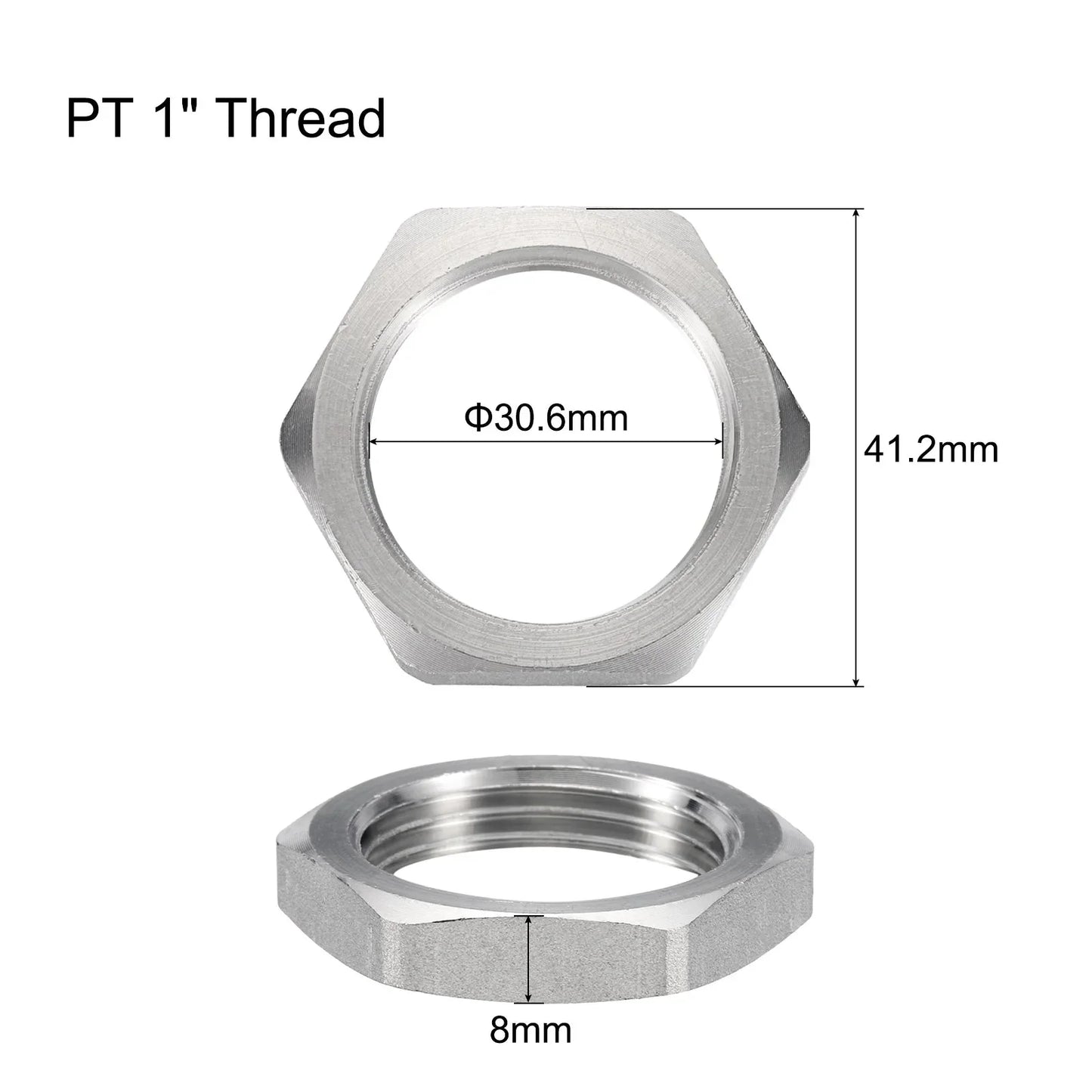 2/5Pcs Cast Pipe Fitting Hex Locknut, 304 Stainless Steel Hex Lock Nut Female Thread for Water Broom and Undercarriage Cleaner