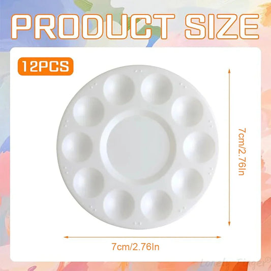 Plastic Paint Palettes 12 Pieces Paint Palette Tray Art Supplies Paint Palette for Gouache, Acrylic Paint and Watercolors