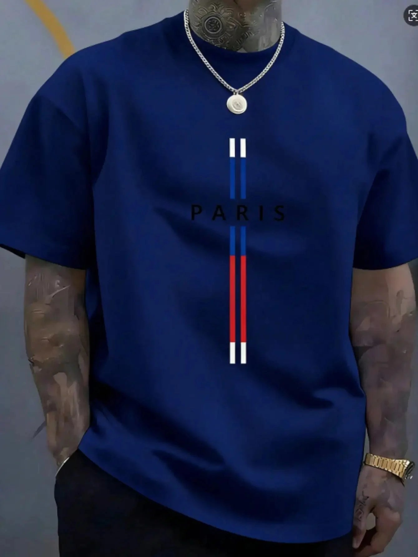 Parisian Style Men's Pure Cotton Casual T-Shirt, Simple and Stylish Crew Neck Short Sleeve T-Shirt for Everyday Wear