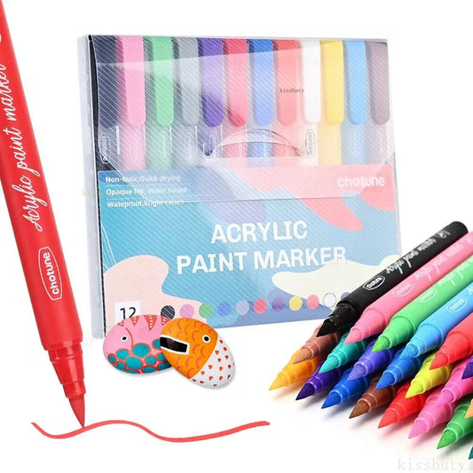 36 Colors Pastel Acrylic Paint Pens Brush Markers for Wood Canvas Stone Rock Painting Glass Ceramic Fabric Metal Art Supplies