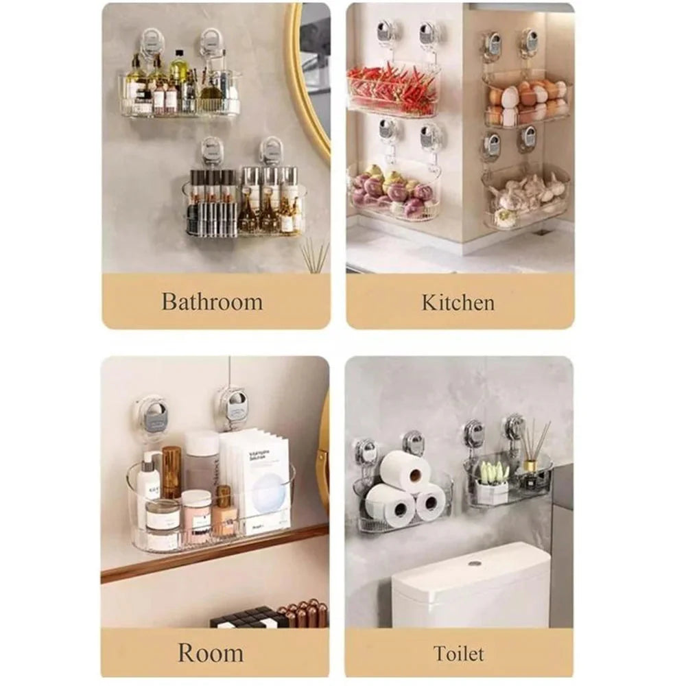 Multi-functional Bathroom Shelf with Suction Cup No Drilling Needed Shower Caddy for Shampoo Conditioner Soap Razors kitchen 