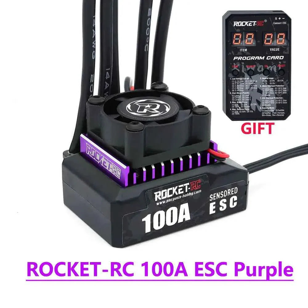 ROCKET-RC 100A ESC Sensored Brushless Electric Speed Controller 2-3S for 1/10 RC Drift Car 380/390/540 Sensored Brushless Motor