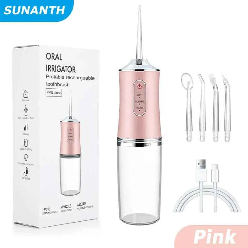 Portable Cordless Teeth cleaning machine Travel Oral Irrigator USB Rechargeable 3 Modes 4 Jet Tips IPX7 Mouth Washing Machine