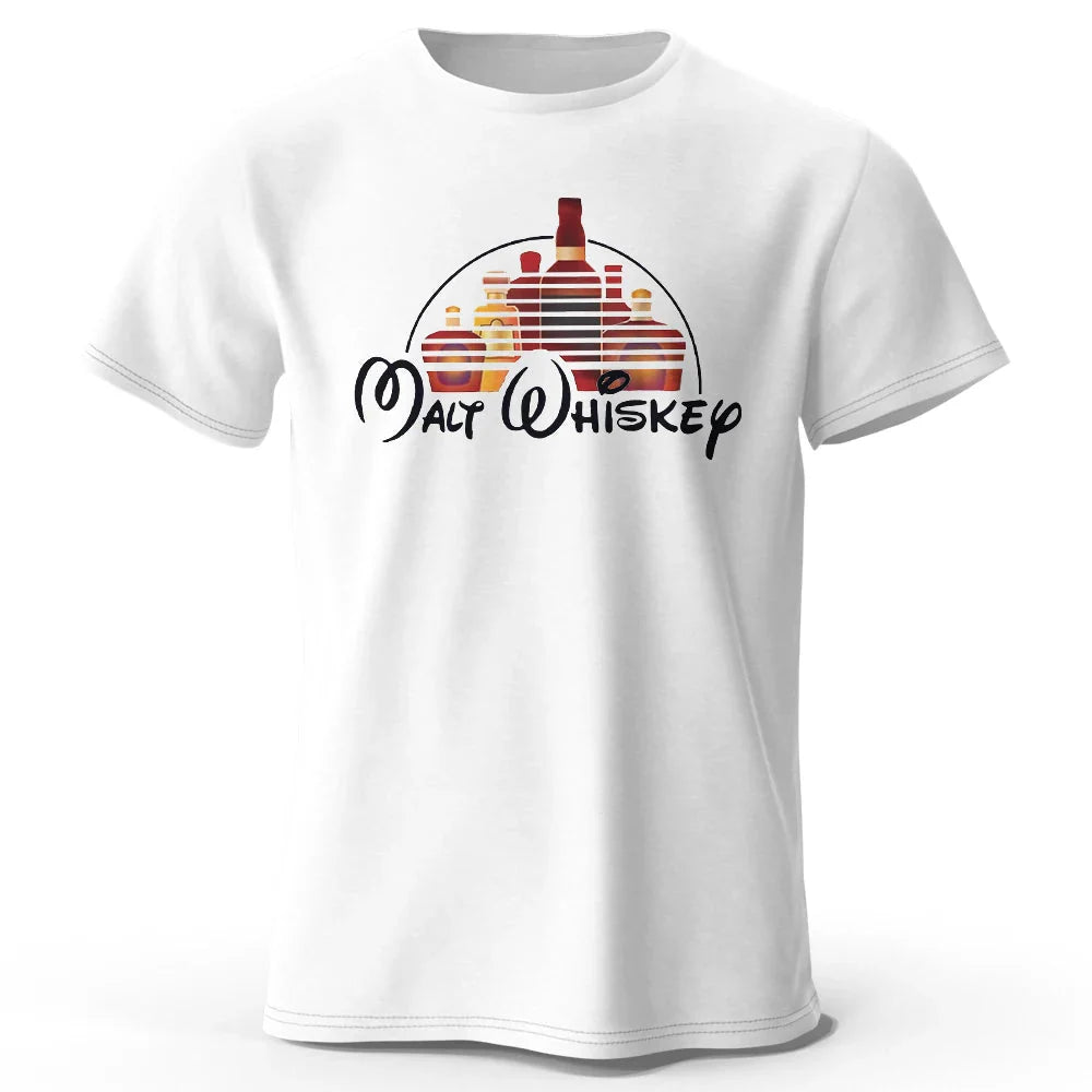 Men's Malt Whiskey Printed T-Shirt 100% Cotton Oversized Funny Graphic Tees for Men Women Summer Tops