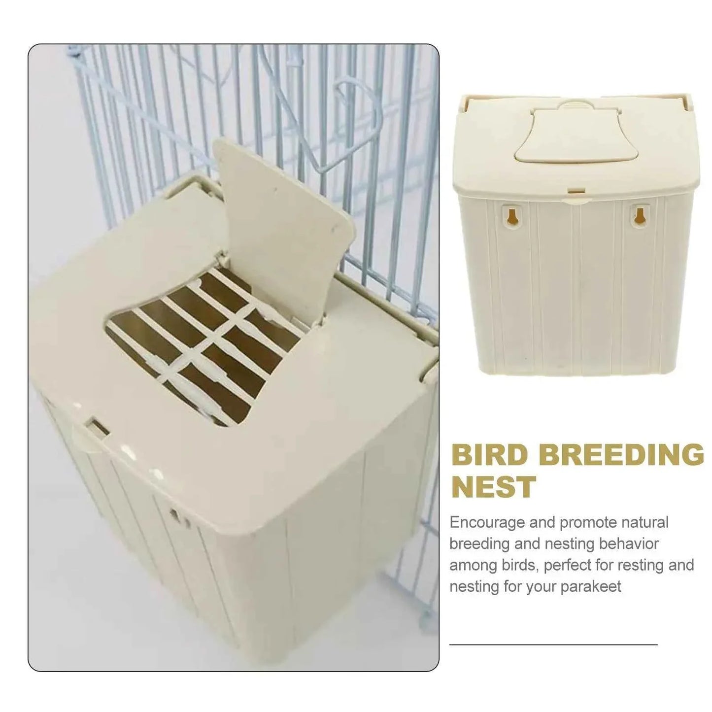 Bird Breeding Nest Plastic House for Parakeets Love Birds Parrots Easy Clean Hinged Cover Yellow Tone Nesting Box Bird Cage