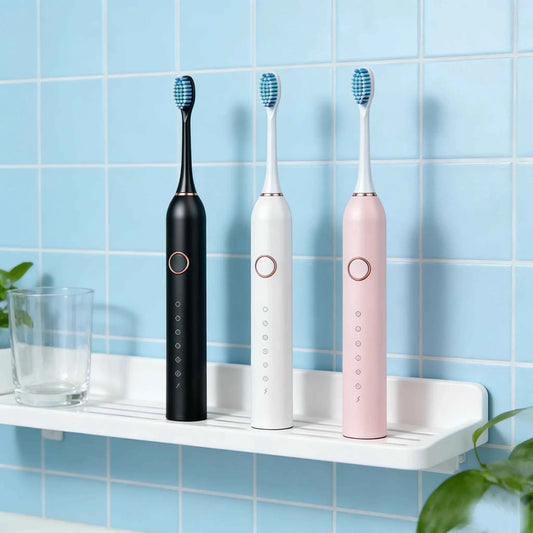 Adults Sonic Electric Toothbrush with 6 Cleaning Modes USB Rechargeable with Multiple Replacement Brush Heads