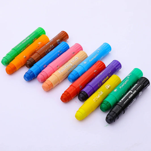 8/12 Colors Crafts Paint Sticks Color Solid Painting Stick Washable Paint Sticks Drawing Graffiti Art for Kids and Students