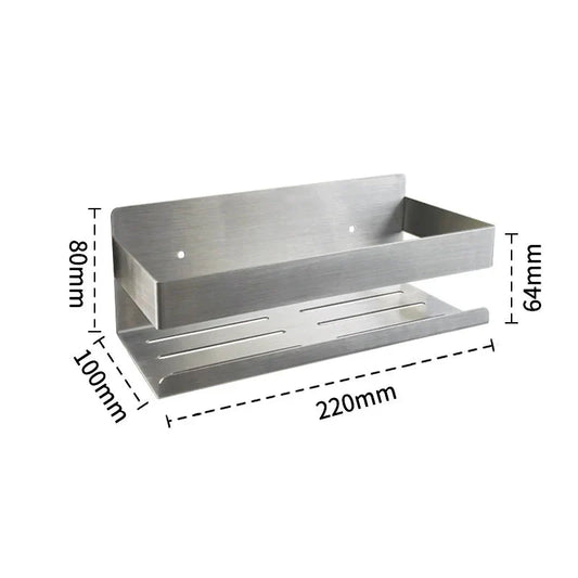 Stainless Steel Shower Shelf Without Drilling Wall Mounted Shower Caddy Basket with Hooks for Bathroom Kitchen Shelf Organizer