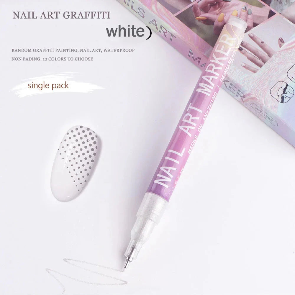 Nail Art Graffiti Pen Nail Acrylic Paint Pen Waterproof Painting Lines Pencil DIY Drawing Abstract Design Nail Accessories