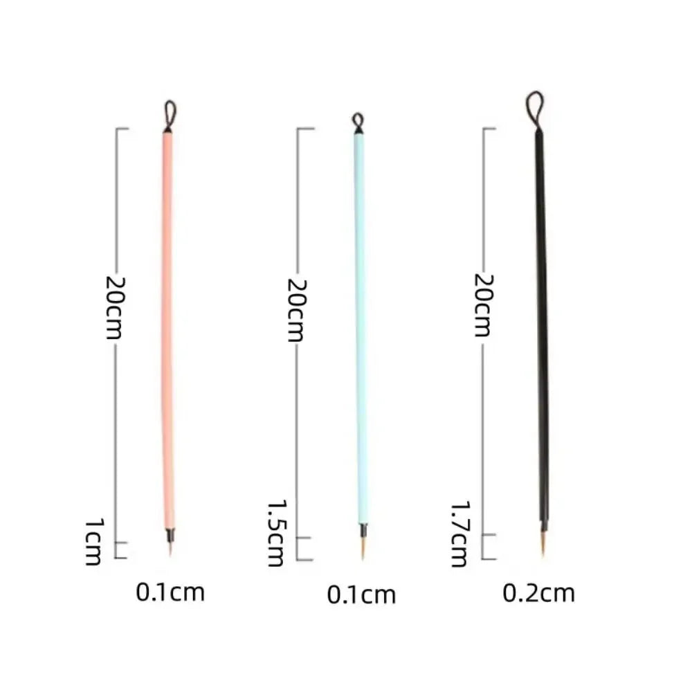 3pcs Art Supplies Pointed Tip Detail Paint Brush Soft Hair Slim Hook Line Brush Steels Handle Drawing Brush Oil Drawing