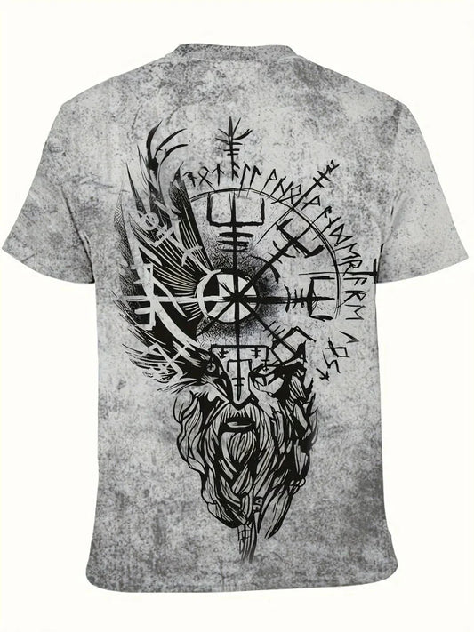 New T-Shirts for Men Unique Geometric Print Design Summer Vintage Graphic T-Shirts Casual Crew Neck Short Sleeve Men's Clothing