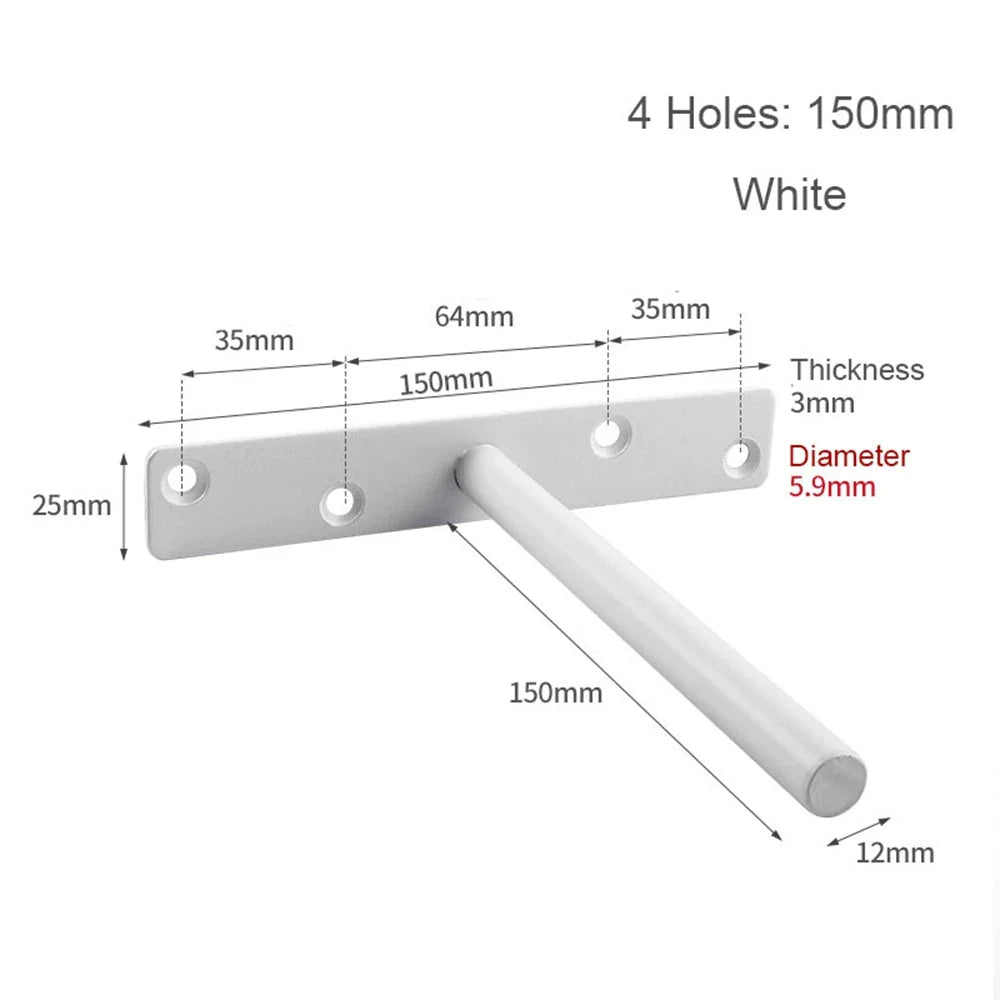 T Shape Concealed Shelf Brackets Floating Wall Shelf Supports Screw Mounting Plate Multi sizes Metal Brackets