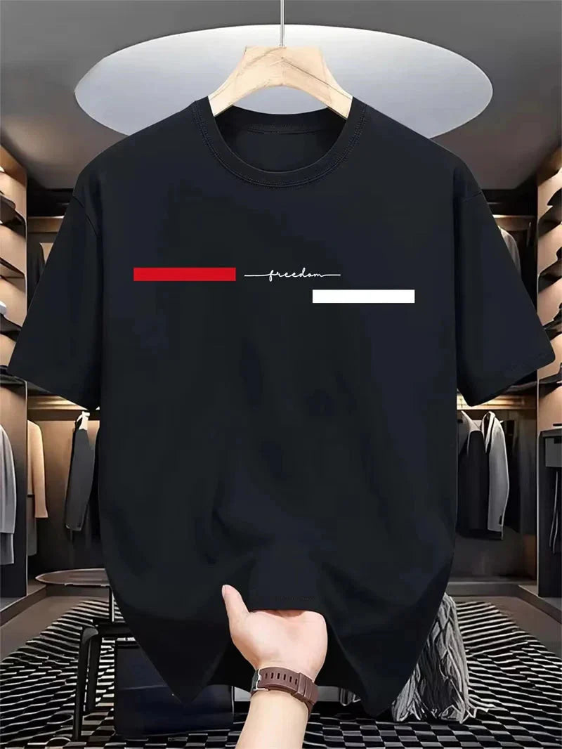 Simple Fashion Striped Graphic T Shirts For Men Summer Casual Letters Printed T-shirts Loose Streetwear Harajuku Tees Tops