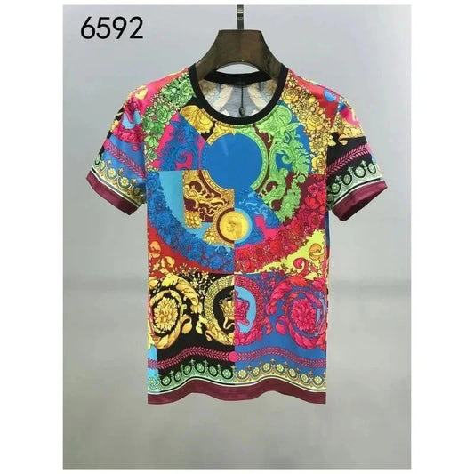 Men's and Women's Summer T-shirts 3D Printed Baroque Royal Luxury Small Floral Round Neck Short Sleeve Loose Oversized Nice Top