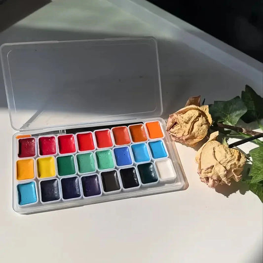 The 24-color traditional Chinese painting pigments for Nail art or beginners in ink wash painting and landscape painting