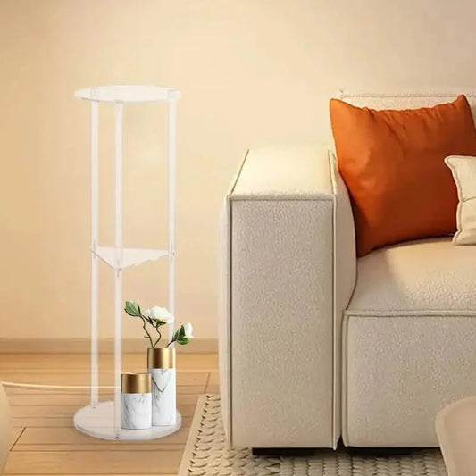 3 Tier Clear Acrylic Side Table Small Drink Side Table Small Space Round Furniture NightStand for Home Balcony Bathroom Sofa