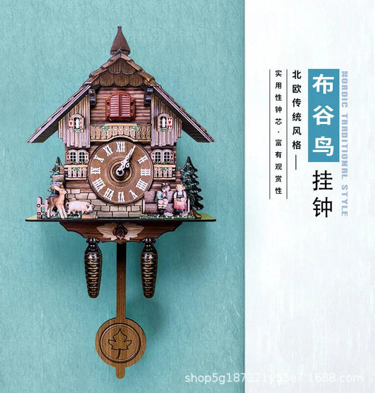 Wooden Hanging Wall Clock Bird Alarm Clock Cuckoo Clocks For Home Decoration Quartz Watch Decorative Home Decor