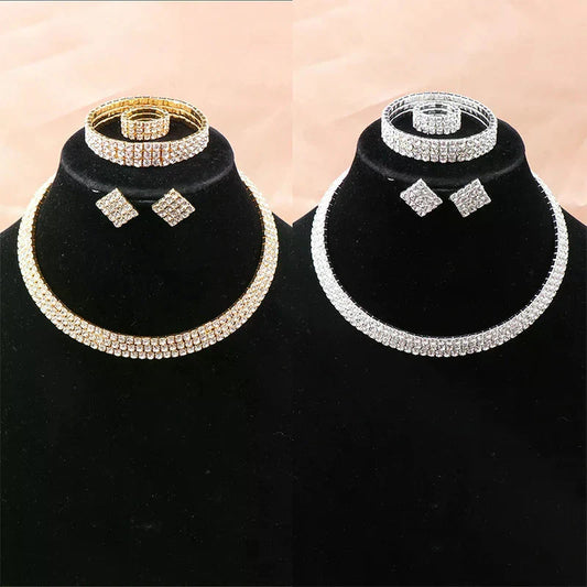 4Pcs/set Bridal Jewelry Set Necklace Bracelets Ring Earrings Set Super Gorgeous Luxury Shiny Fashion Jewelry Party Gift