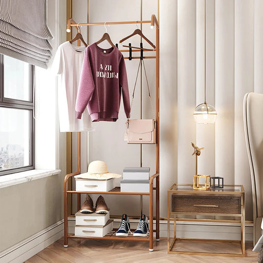 Independent Hanger Brown Metal Shoe Hanger 4 Hooks Clothes Rack Clothes Hangers Coat Hanger Stand Wardrobe Stand