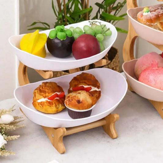 Snack Plates Plastic Material Fruit Plate Creative Design 2 Layer Candy Dish Modern Style Salad Bowl Snack Dish Living Room
