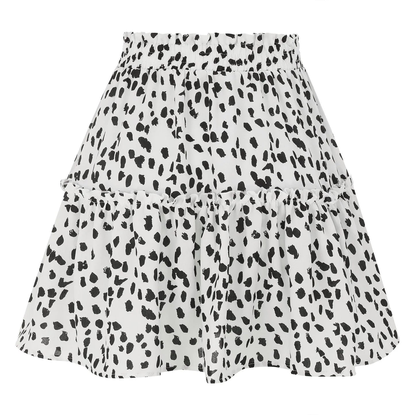Skirts For Women Knee Length Women'S Summer Cute High Waist Ruffle Skirt Print Swing Beach Mini Skirt Ropas De Mujeres