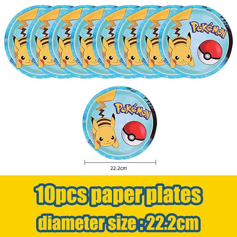 Pokemon Birthday Party Decorations Paper Tableware Plates Napkins Cups Pikachu Birthday Tablecloth Party Supplies Children Gifts