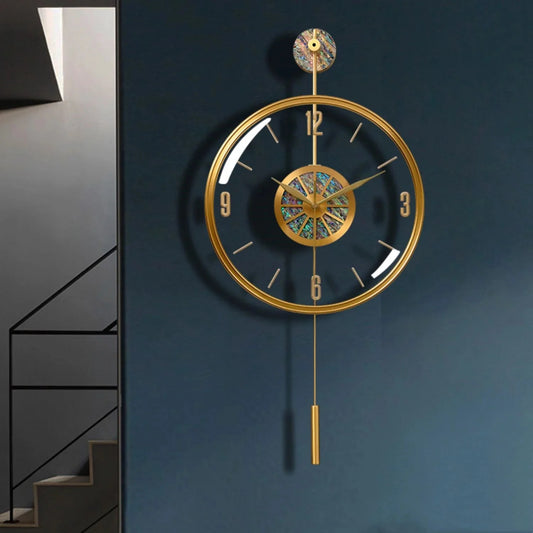 Modern Luxury Large Wall Clock With Pendulum Minimalist Decorative Art Silent Clock Nordic Living Room Bedroom Office Wall Clock
