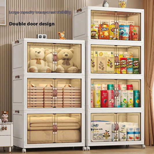 3/4/5 Layers Multifunction Folding Storage Cabinet Closet Organizer With Wheel Stackable Large Capacity Drawer Type Storage Box