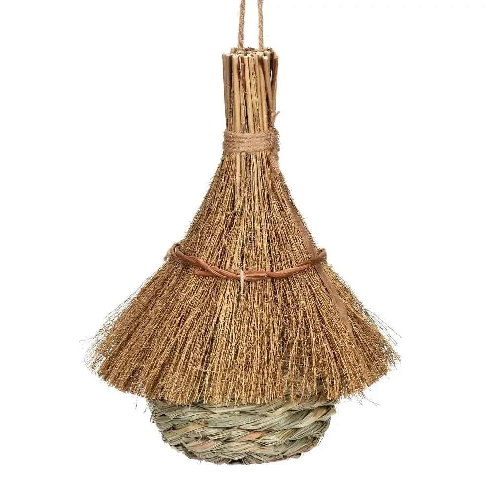 Hanging Bird House Hand Woven Grass Bird Hut Eco-friendly Birds Straw Cages Cozy Birds Nest Shelter from Cold Weather