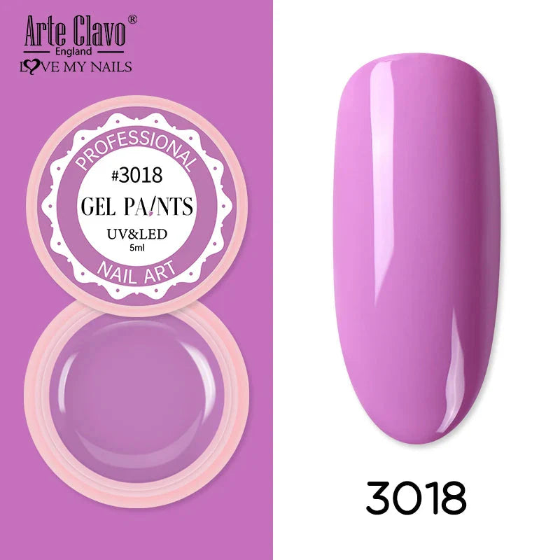 Arte Clavo Painting Gel 72 Colors 5ml Professional Nail Paint Color Gel Polish For Nail Art UV Gel Lacquer Gel Top Coat Manicure