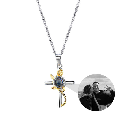 Customizable Photo Cross Projection Necklace Pendant Jewelry