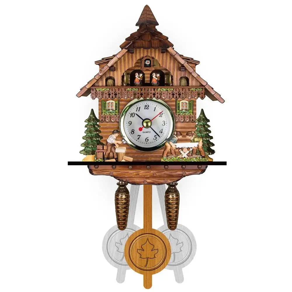 Forest Tower Wood Pendulum Vintage Clocks Vintage Silent Wood Wall Clock Wooden 3D Chiming 3D Chiming Clock Housewarming Gift