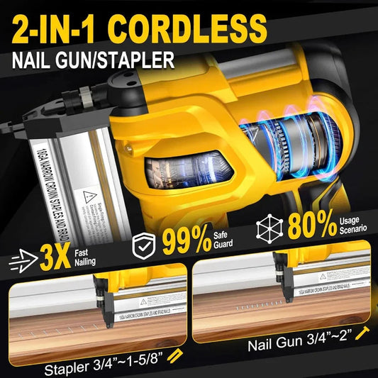 SILVEL 18 Gauge Cordless Brad Nailer 2 in 1 Cordless Nail Gun/Electric Stapler with Dual 4.0Ah Batteries Fast Charging Technolo