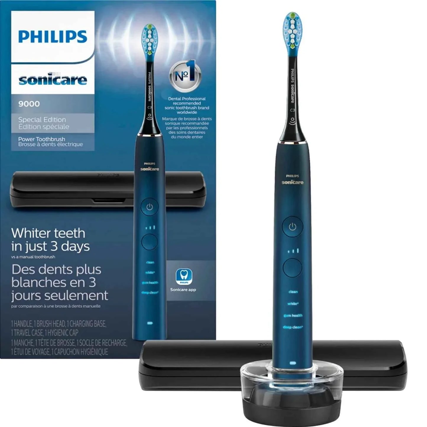 PHILIPS Sonicare 9000 Special Edition Rechargeable Toothbrush, Black/Purple, HX9911/91