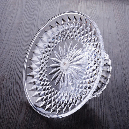 Acrylic Clear Serving Plates Fruit Dessert Salad Tray Cupcake Display Stand Round Dinner Plate Kitchen Supplies