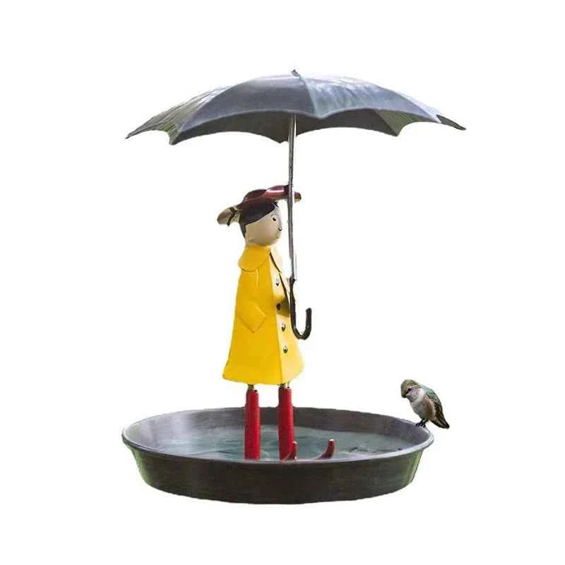 For Bird Bath Garden Decor Yard Decorations Hanging Bird Feeders For Outdoors Girl And Umbrella Hummingbird Feeder Tray Outside
