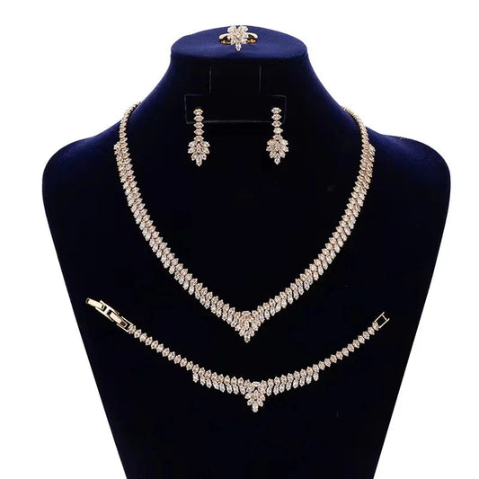 Jewelry Set HADIYANA Gorgeous Women Wedding Got Engaged Party Bridal Necklace Earrings Ring And Bracelet Set BN7840 Accessories