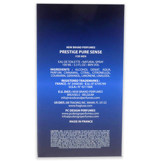 Prestige Pure Sense by New Brand for Men EDT 3.3 oz