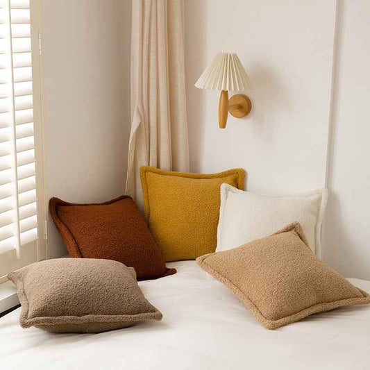 Sofa Backrest Grain Wool Plush Pillow Bedside Cushion