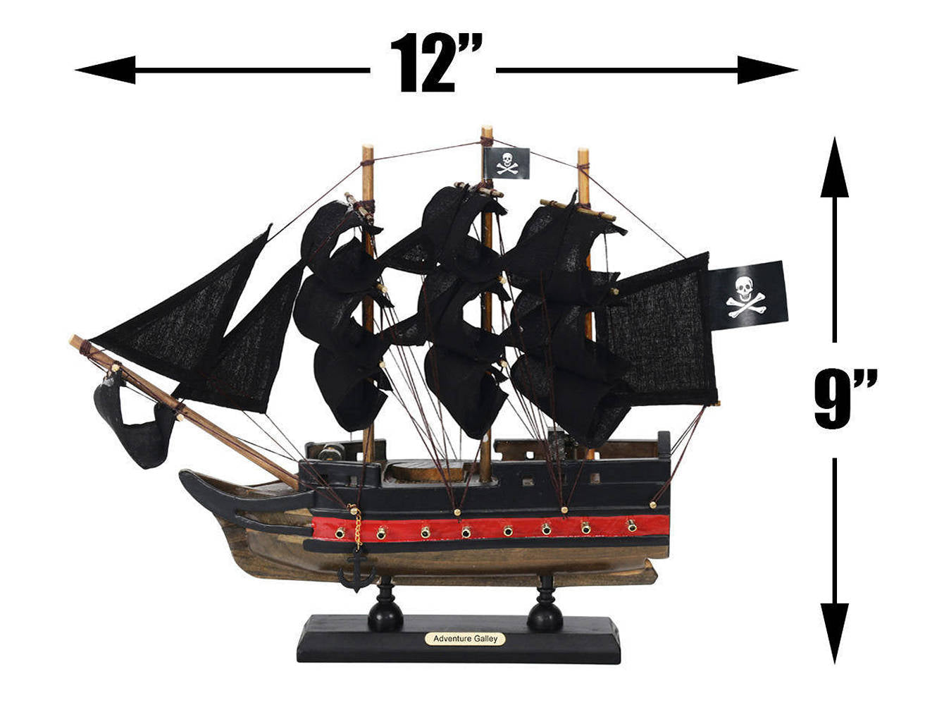 Wooden Captain Kidds Adventure Galley Black Sails Limited Model Pirate Ship 12""