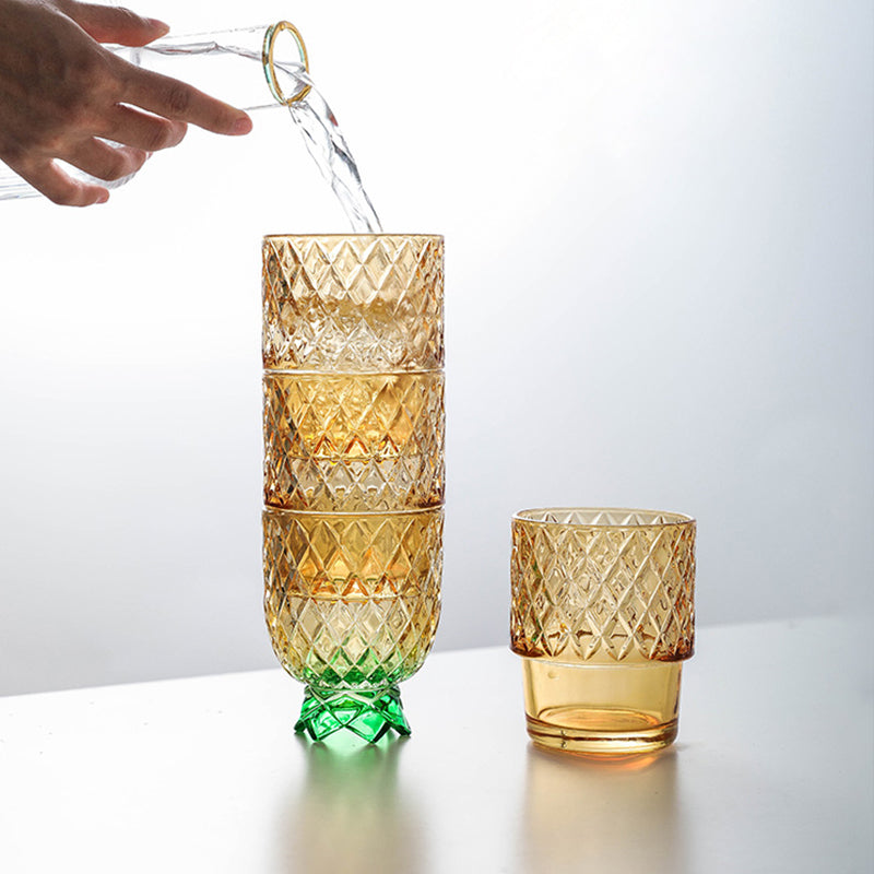 Diamond Star Pineapple Shape Golden Glass Water Cup