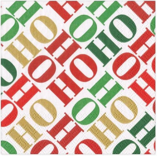Ho Ho Ho Paper Cocktail Napkins in White