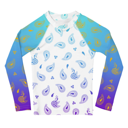 Peacock Henna Kids' Rash Guard – Elegance Meets Sun Protection