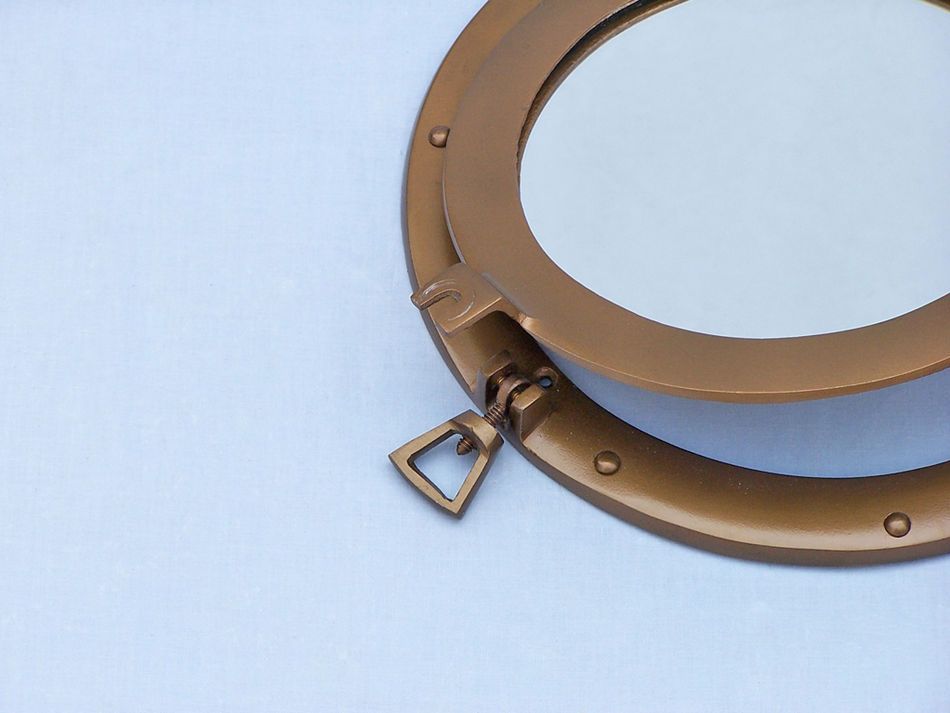 Antique Brass Decorative Ship Porthole Mirror 12""