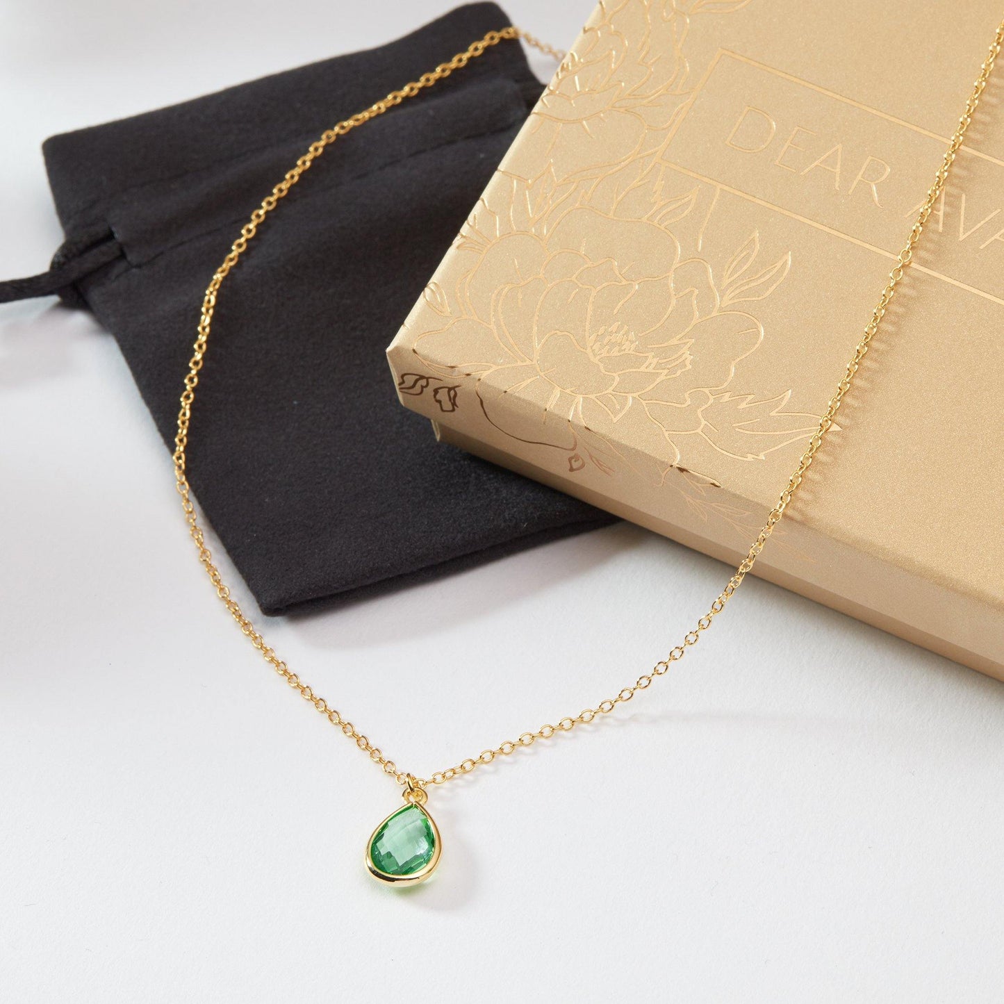 August Birthstone / Peridot Crystal Charm Necklace
