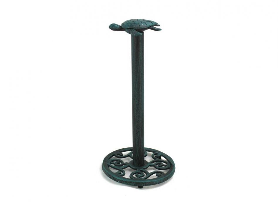 Seaworn Blue Cast Iron Sea Turtle Extra Toilet Paper Stand 13""