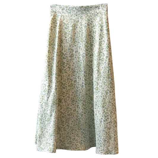 Fashion Retro Gentle Floral Skirt High Waist Mid Length
