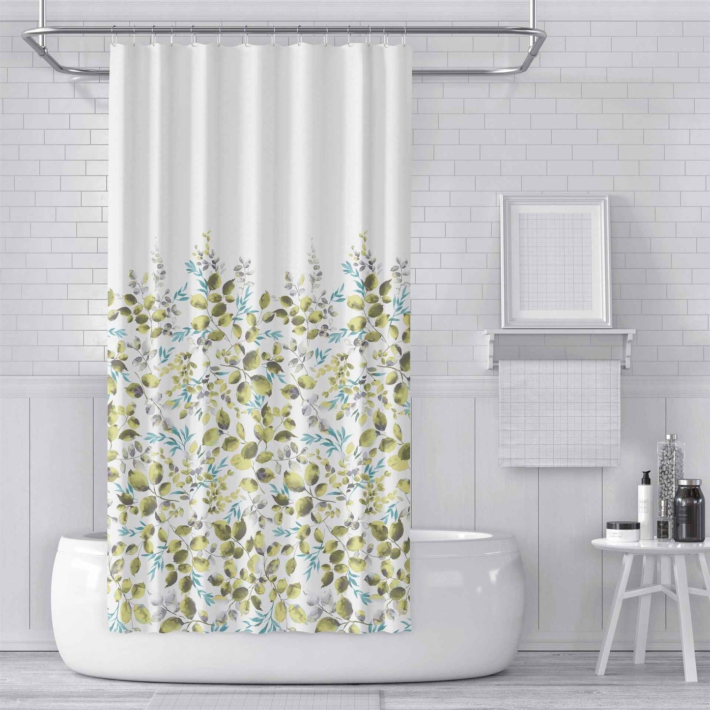 Digital Printing Shower Curtain Cloth Green Plants